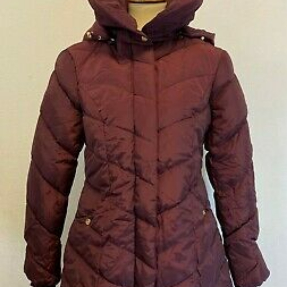 STEVE MADDEN Womens Chevron Quilted Mid-Length Puffer Coat